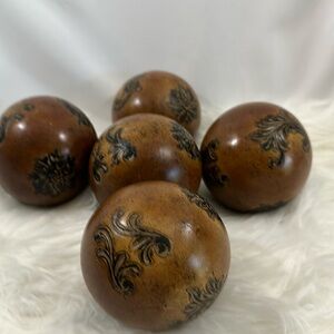 Wood Mango Balls for Home Decor 5pc set